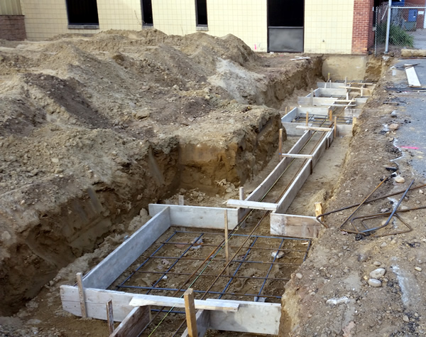 Foundation excavation work on an industrial building project by Crocker Building Company